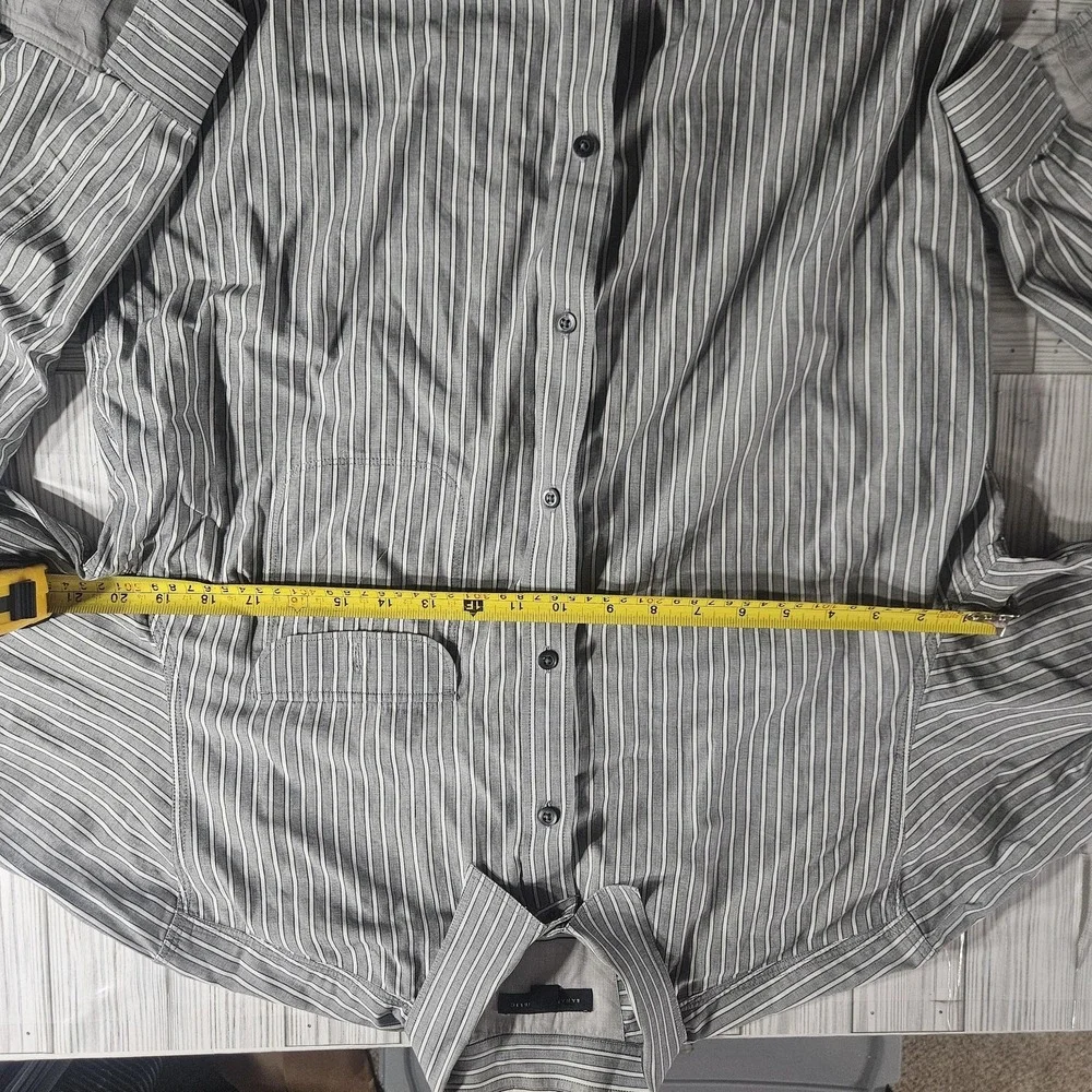 Banana Republic Shirt Mens Large Gray Striped Long Sleeve Button Front‎ Office